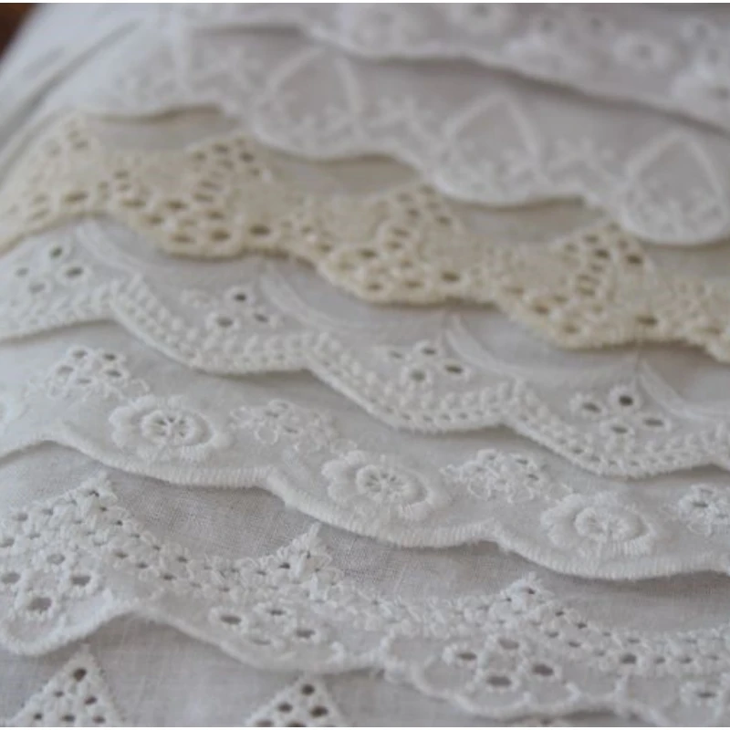 Pure Cotton Hollow Lace Embroidery Trim Fabric, Handmade DIY Home Decoration Accessories, RS4639, 10Yards/Lot