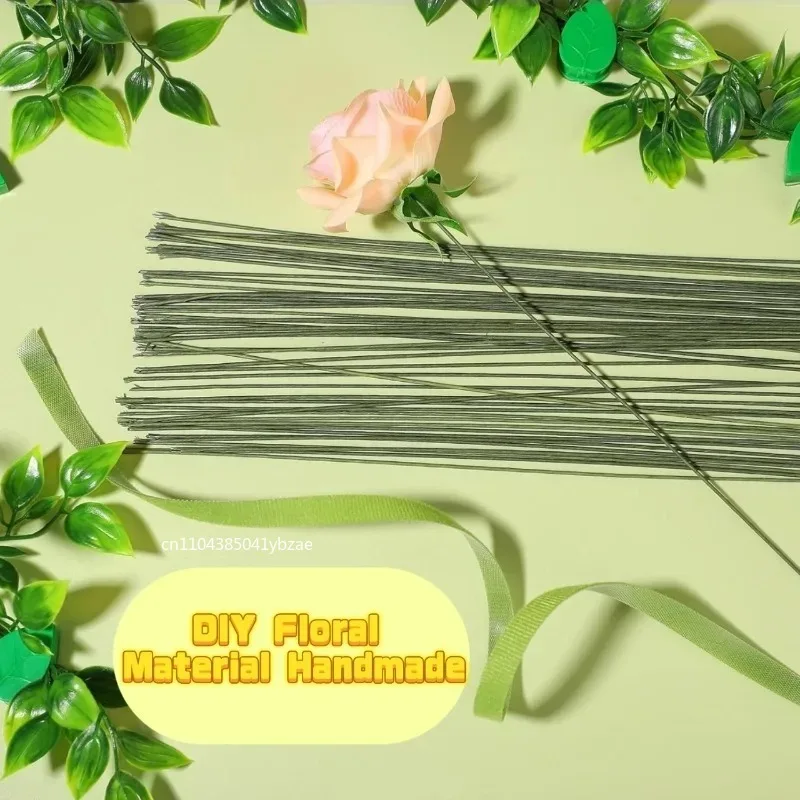 100-1000 قطعة سلك الأزهار الورقية 0.3 مللي متر/0.0118 بوصة قطر 40 سنتيمتر سلك حديد طويل يستخدم لصنع فرع زهرة تخزين النايلون ذاتية الصنع #5