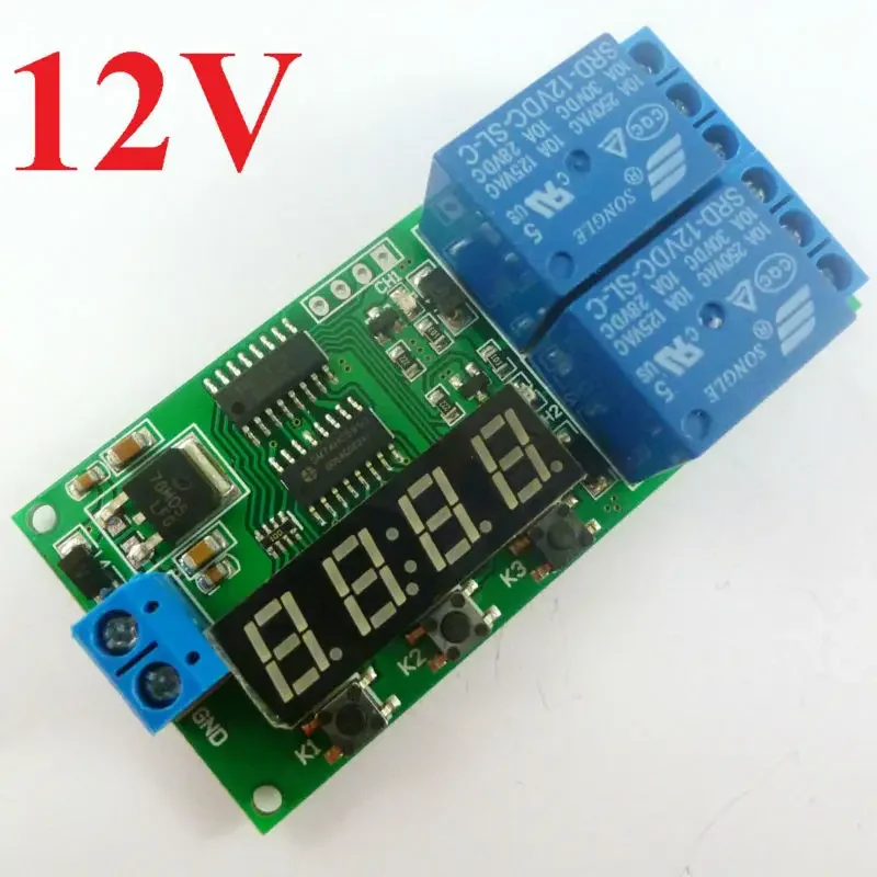 5 Pcs DC12V Power on Delay Relay Cycle Timer Switch Board 1-9999s For Motor Reversible Motorcycle