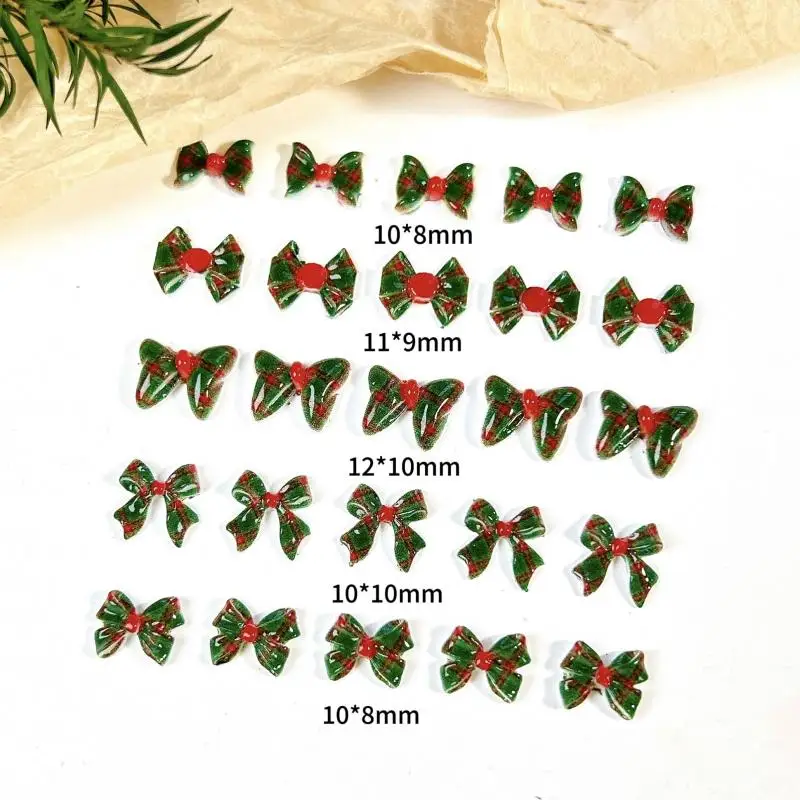 

Multiple Style Bows Nail Charms Red Green Ribbon Bow Tie Nail Art Decorations for DIY Christmas Style Nails Hairpin Supplies