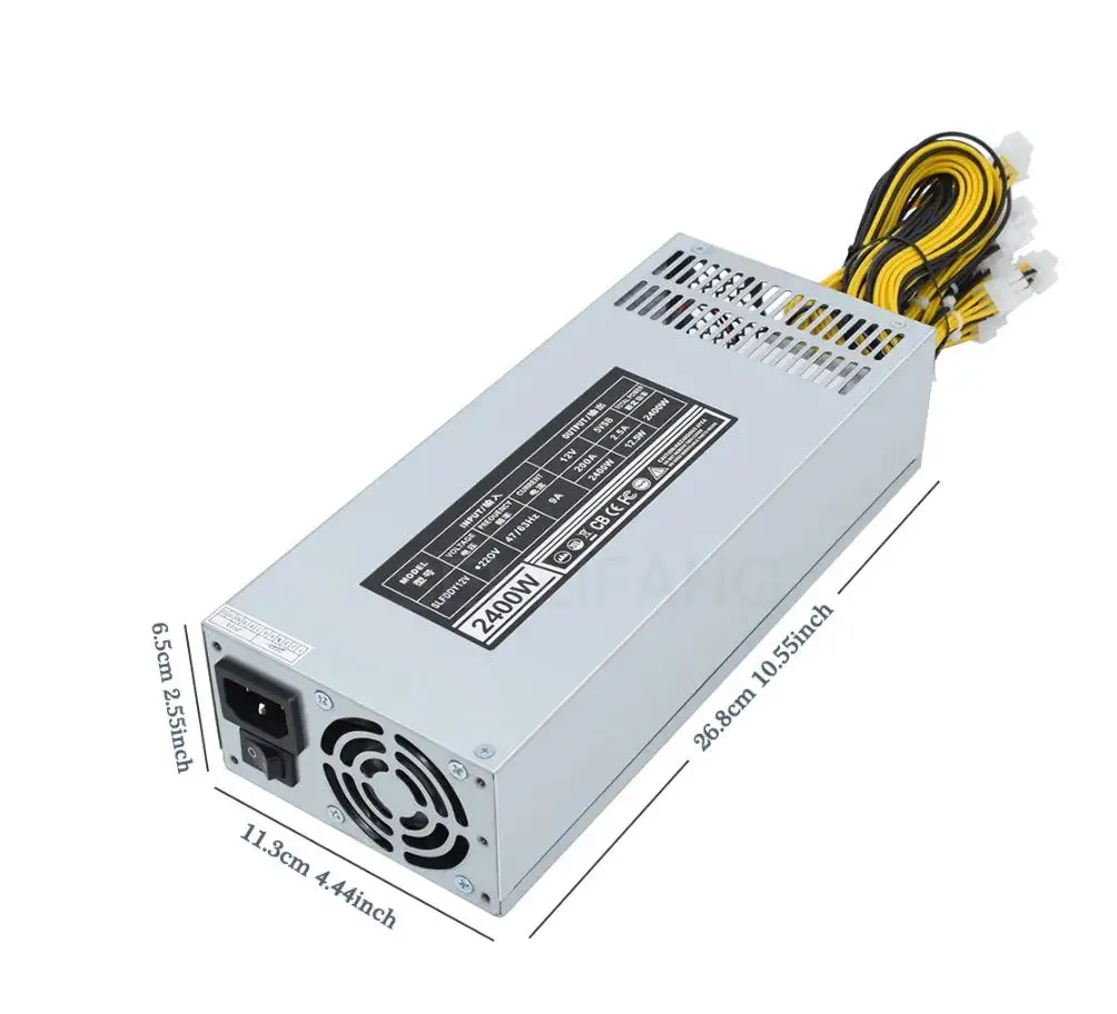 

ETC RVN Mining Rig Power Supply 2U Single Channel 2400W Miner GPU PSU 10x6Pin Efficiency Device For BTC Antminer S7 S9