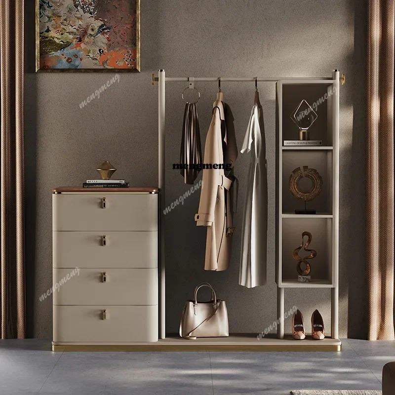 

Minimalist light luxury walnut coat rack, chest, integrated bedroom, stainless steel floor-to-ceiling hanger, locker.