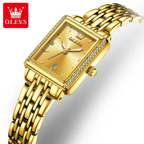 OLEVS 9995 reloj de mujer de lujo elegante reloj de diamantes clásico Original marca oro acero inoxidable resistente al agua reloj de cuarzo para mujer