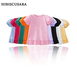 100%Cotton Girls Short Sleeve Casual Tennis Dress School Uniform Big Kids Active Sporty Dress Ruffles 1-14 Years for Big Girls