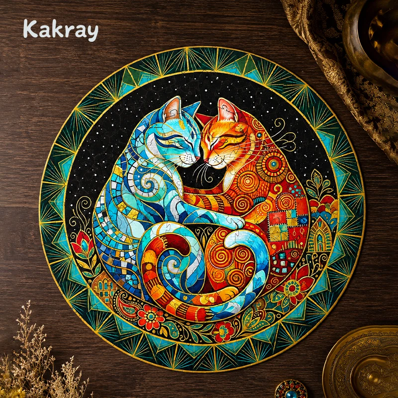 Kakray Custom Colorful The stars embrace each other Wooden Educational DIY Jigsaw Puzzle for Ages 14+