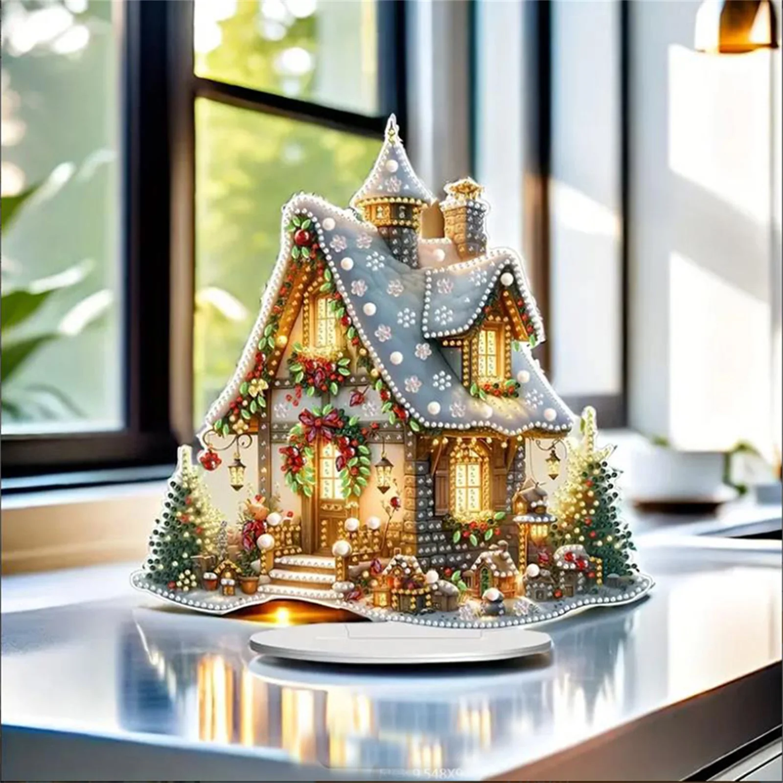 Christmas Village House Desktop Ornament 2025 New Years Cute Christmas Figures Buildings Landscape Decor Xmas Figurines