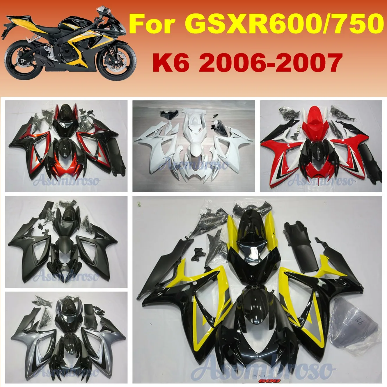 

Полный комплект для замены обтекателя для GSX-R600 2006 2007 K6 GSXR 600 GSXR 750, изготовленный на заказ комплект обтекателей из АБС-пластика