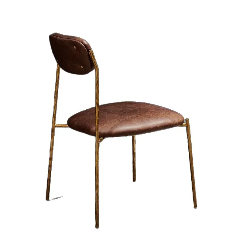 

French, Vintage, Hand Forged, Dining Chair, Medieval, Oil Wax Skin