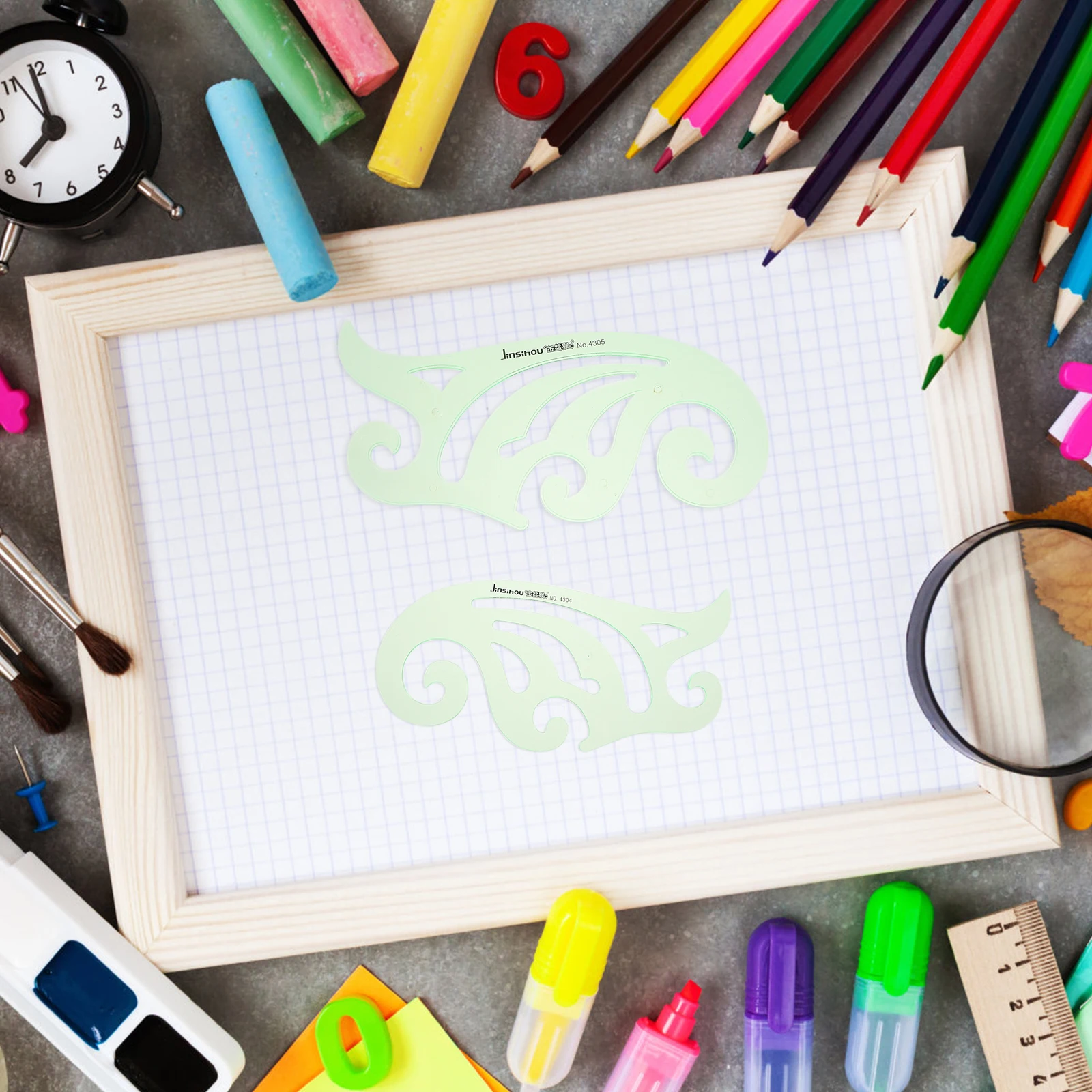 6Pcs Geometric Drawing Templates Multipurpose Architect Scales for School Office Art Design DIY Measuring Rulers Technical