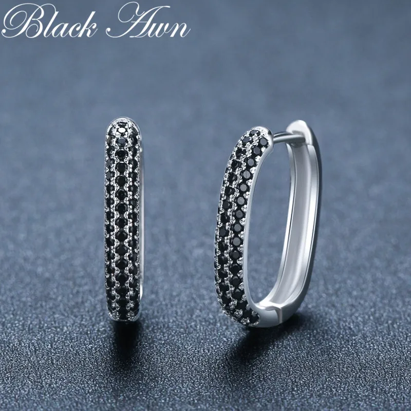 Black Awn 2024 New Square Circle Hoop Earrings For Women Shiny Cubic Zircon Earring Trend Party Jewelry Couple Gift  I267