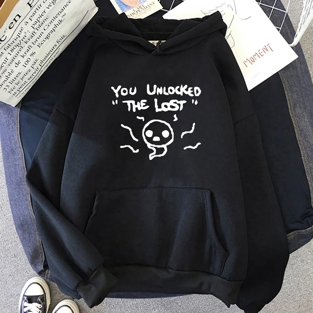 The Binding of Isaac Otoño Invierno sudaderas con capucha mujer sudadera de manga larga con estampado de letras con capucha Casual dibujos animados más ropa deportiva Unisex