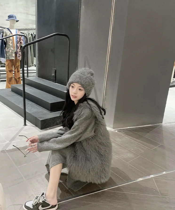 New Internet Celebrity Plush Vest Fashionable White with Environmentally Friendly Fox Fur Vest Female Student Casual Vest Winter