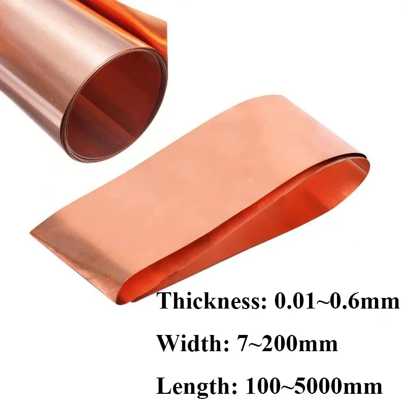 1Pcs 99.9% Pure Coppers Cu Metal Sheet Foil Plate Coppers Sheet Thickness 0.01-0.6mm Length100-5000mm