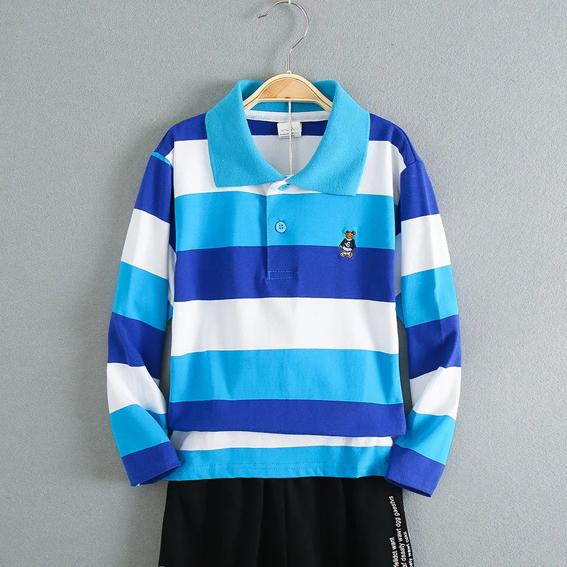 Spring&Autumn Clothes Teen POLO Shirts Kids Clothing Fashion Big Boys T Shirts Cotton Children's Long Sleeve T-Shirts 3-14Year