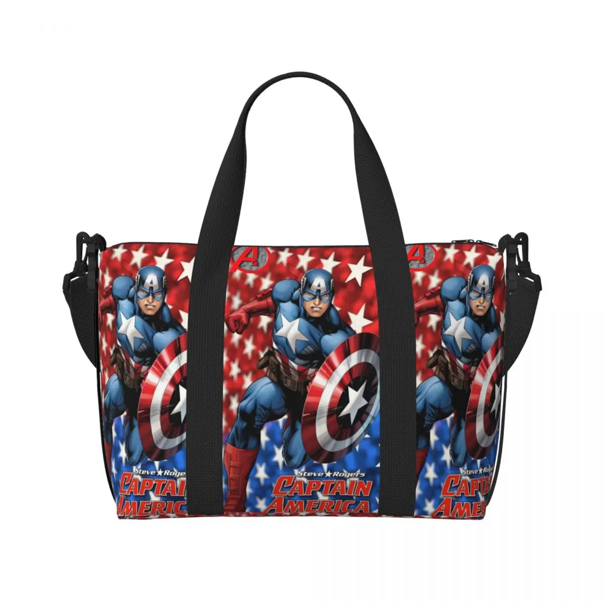 

Классическая пляжная большая сумка Капитан Америка на заказ для женщин, аниме, мультяшные пляжные дорожные сумки с большим отделением для спортзала