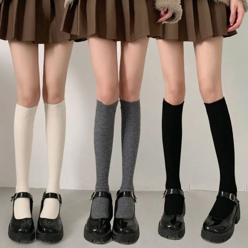 

Calf Socks For Autumn And Winter Gray Mid High Tube Socksslimming And Slightly Compressed Cotton Trendy Knitted Socks