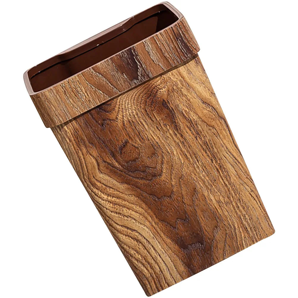 

Imitated Wood Grain Decorative Trash Can Large Capacity Plastic Waste Container for Office Home Bathroom Use Trash Can Bathroom