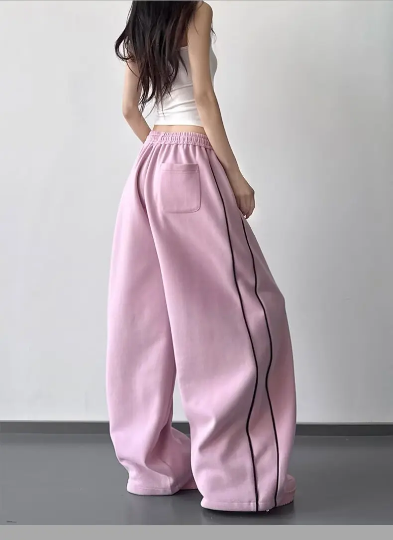 Damen Weite Hosen Frühling/Herbst Neuer Stil Locker Sitzende Slim-Fit Kordelzug Sporthosen Fließende Lässige Lange Hosen – Detail 7