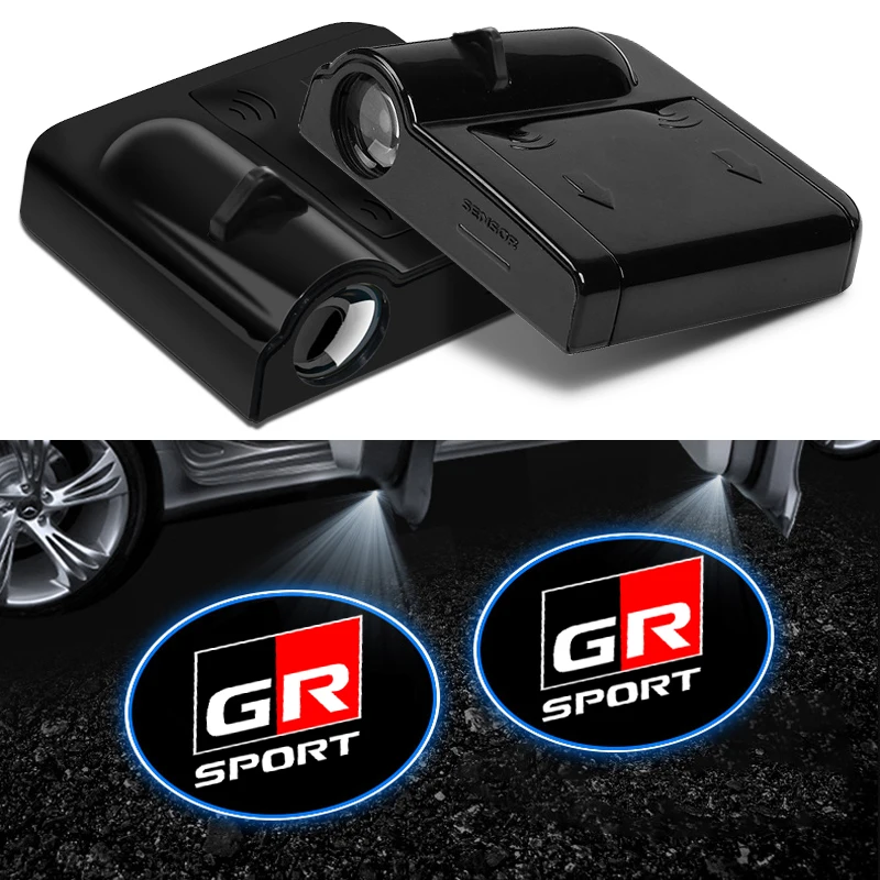 1/2pcs LED Car Door Courtesy Light Projector Welcome Lamp Car Badge For Toyota GR Sport Gazoo Racing RAV4 C-HR Prado Avensis