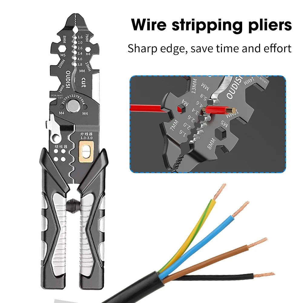 

25 in 1 Wire Stripping Pliers Multi Functional Ring Crimpper Electrician Peeling Network Cable Stripper Professional Tools