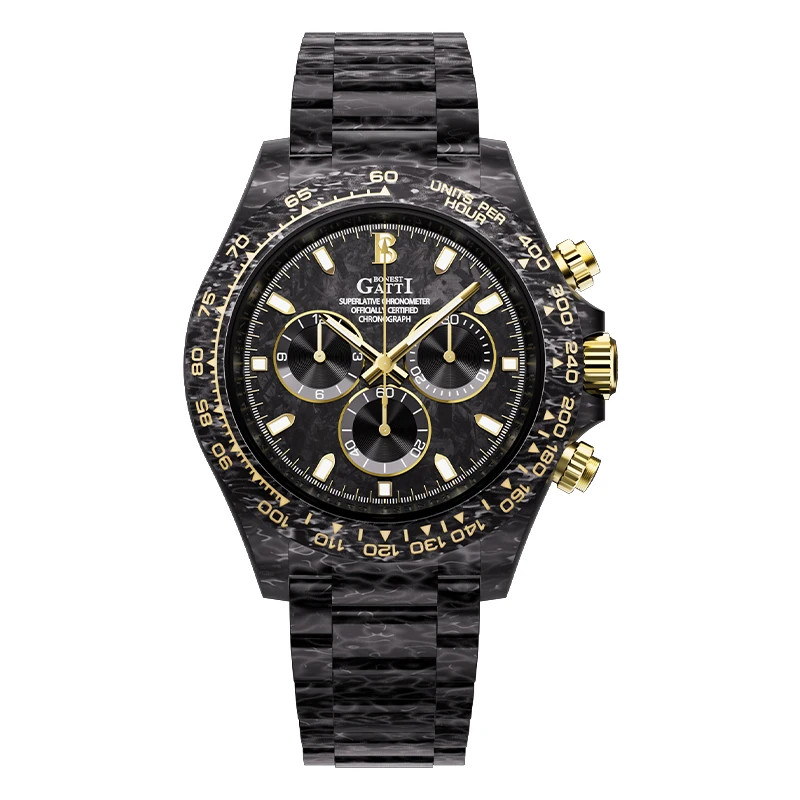BONEST GATTI Racing Automatic Mechanical Men Watch BG9012 Lightweight Carbon Fiber Band 5ATM Splashproof Male Watch