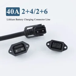 40A 2+4 2+6 Electric Vehicle Lithium Batter Charging Connector Cable Male Female Charging Plug Socket E-bike Power Battery Head