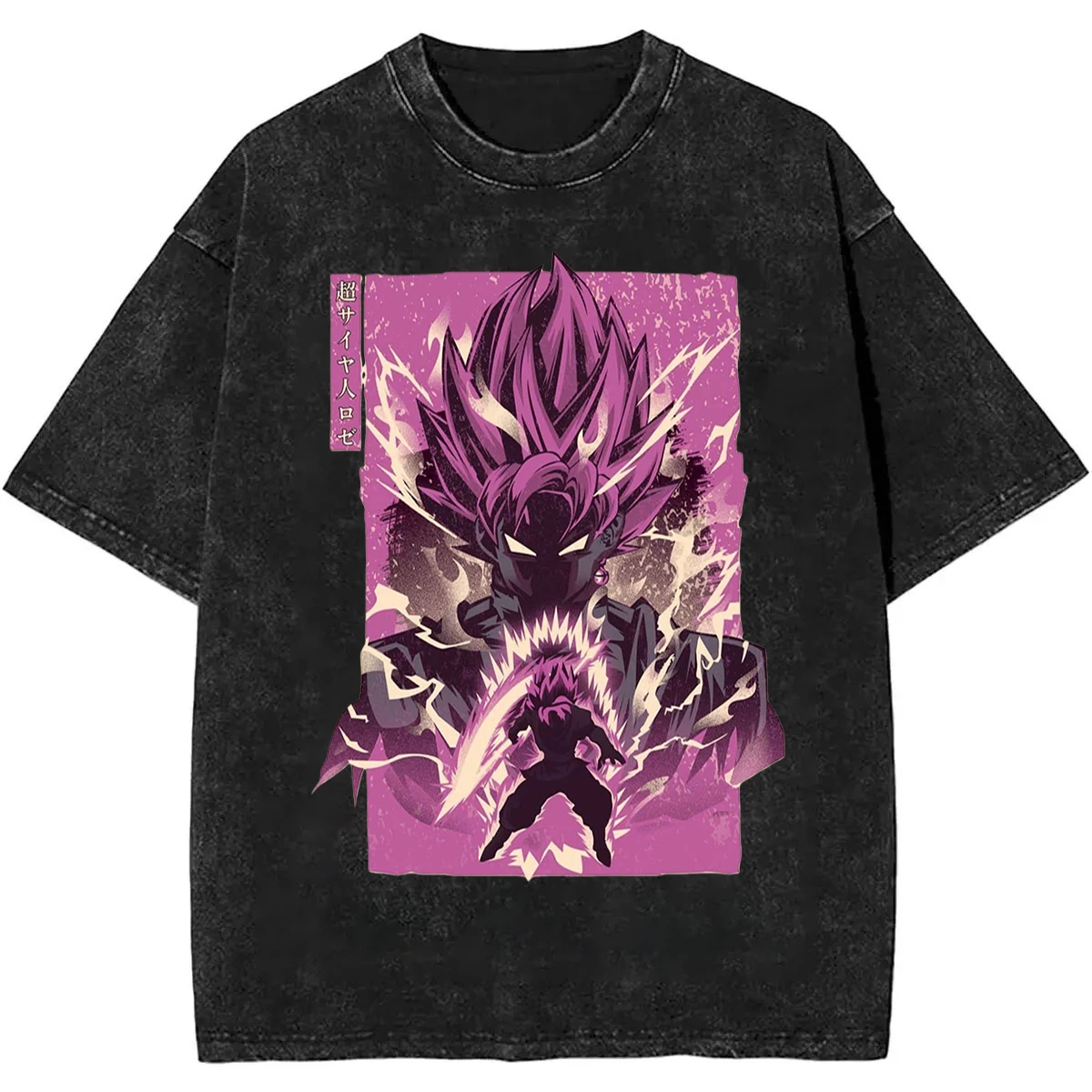2026 Sommer Dragon Ball Super Saiyan Rose Nostalgisches Washed Herren T-Shirt 100% Baumwolle Schwergewicht Street Style Oversized Unisex Oberteil