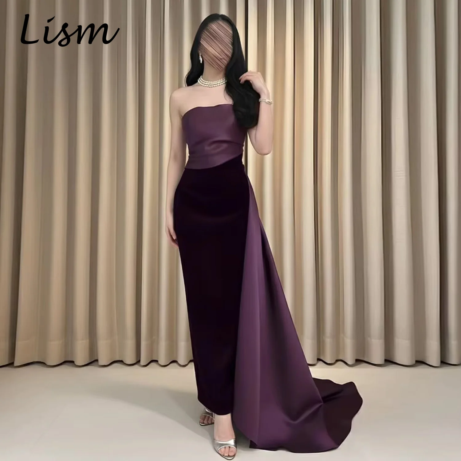 formal dresses kuwait Lism Graceful Saudi Vintage Evening Mermaid Strapless Sleeveless Prom Gowns Robes De Soirée 2026 Customize collections:OxfordsLaceUps