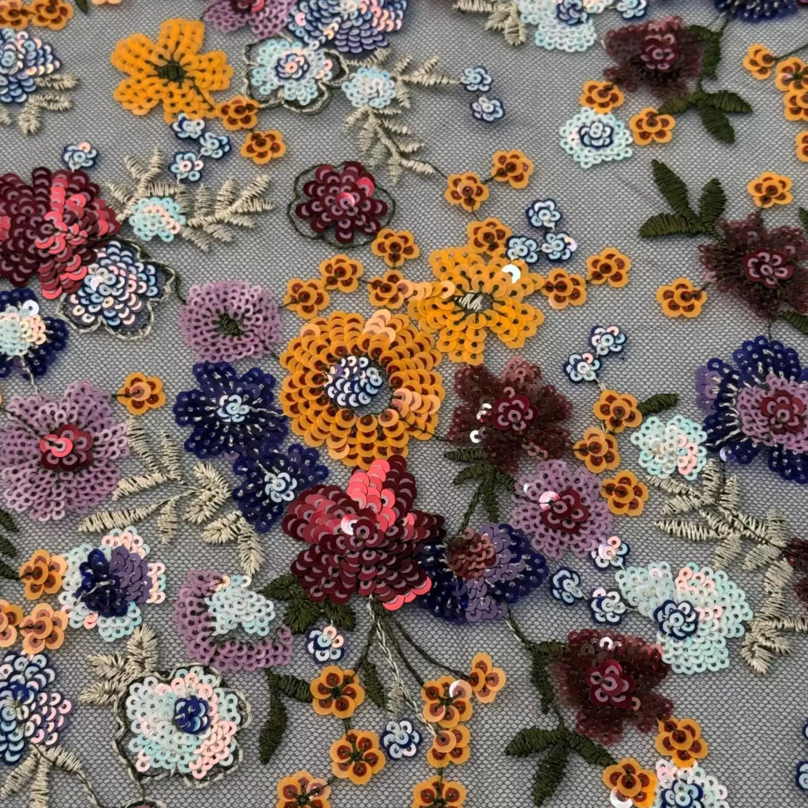 

1 ярда, красочные блестки, цветы, сверкающая сетка, дизайнерская ткань для пэчворка, роскошные новые французские кружевные ткани с блестками