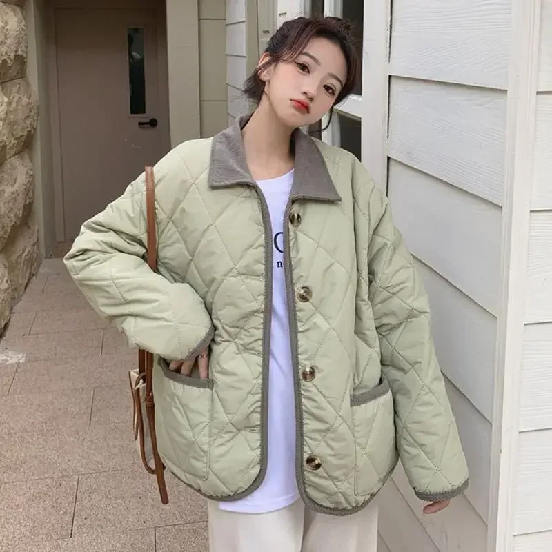 Cotton Jackets Check Quilted Coats for Women Thick Padded Lined Hot High Quality Parkas Woman Discount Luxury Loose Casual Great