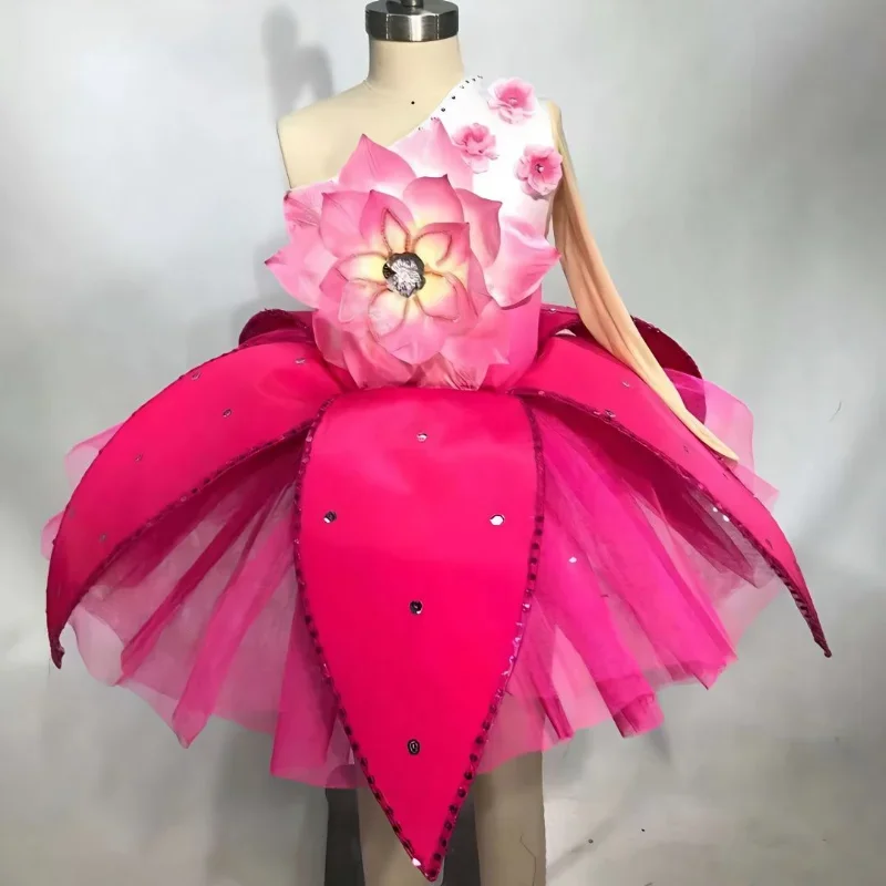 Children’s Magnolia Fragrance Performance Costume Peach Blossoms Girls’ Lotus Style National Opening Dance Magnolia Blossoms