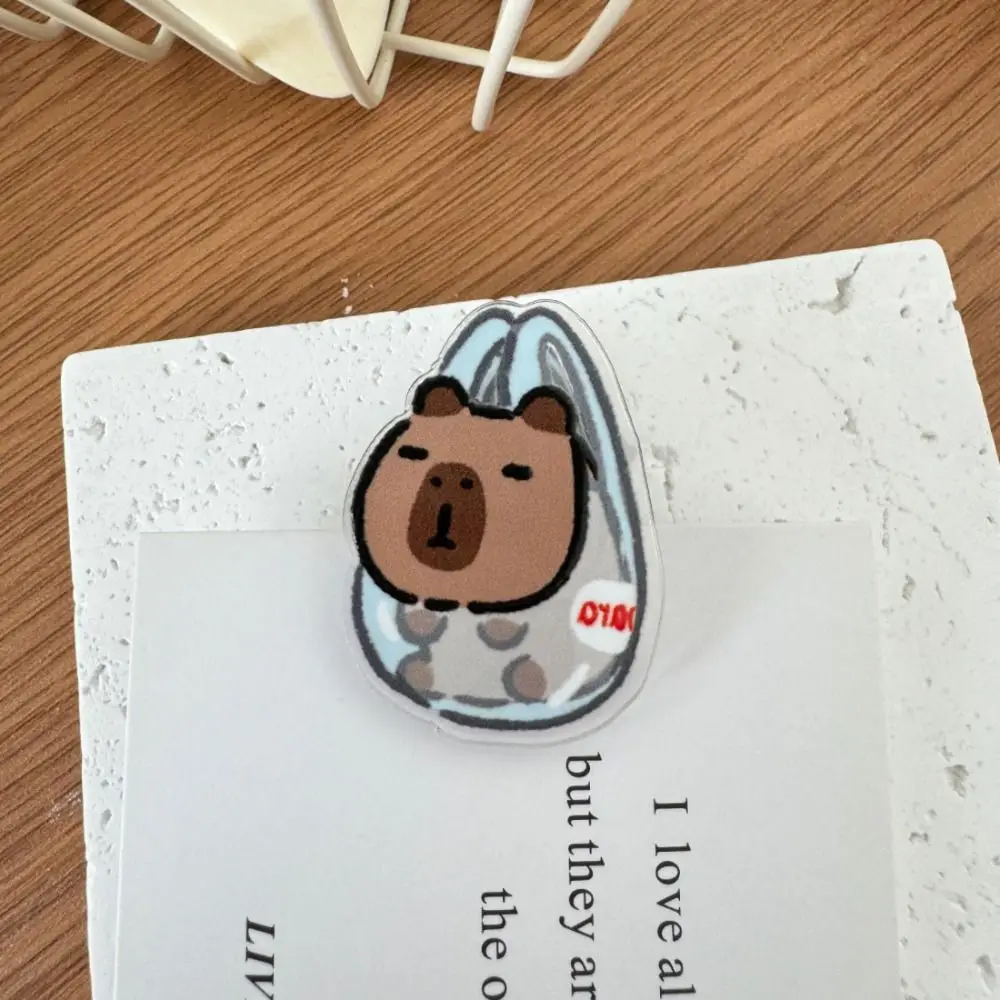 Lovely PP Cartoon Capybara Clip Acrylic Stationery Capybara Paper Clip Creative Animal Style Cute Capybara Photo Clip Scrapbook