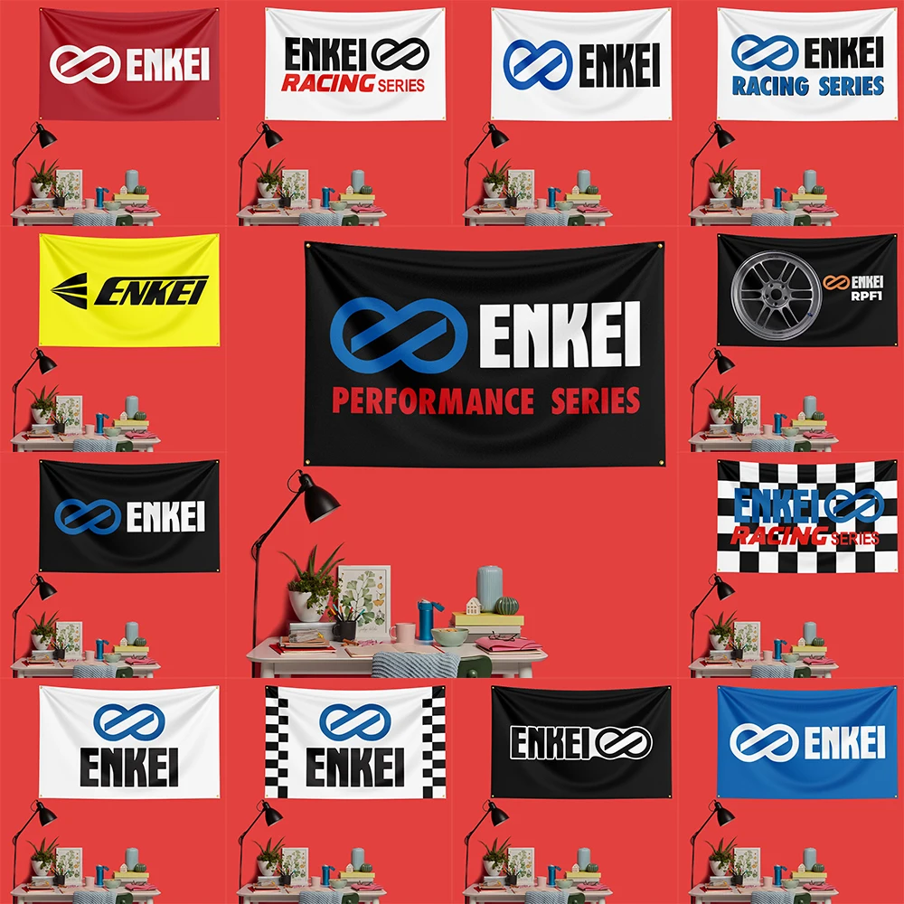 Enkei Wheel Flag   Polyester Garage Wall Decor Banner For Car Lovers