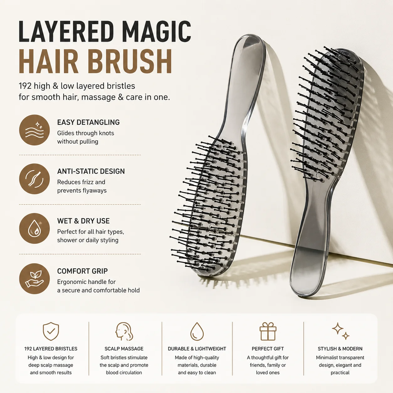 

Layered Magic Comb for both dry and wet scalp, fluffy and high cranial top divine tool, anti itch massage comb