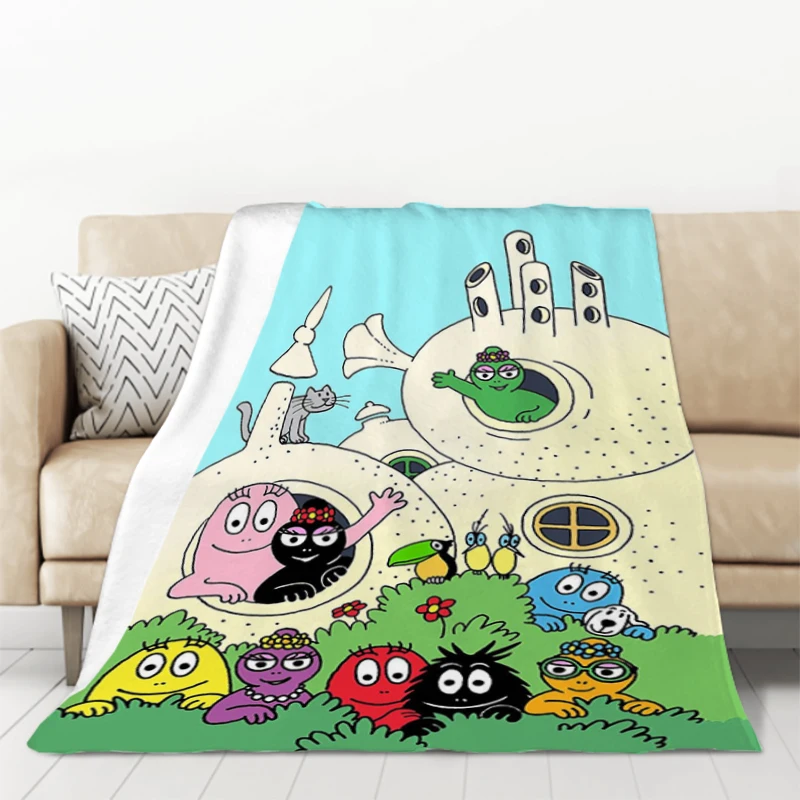 Les Barbapapa Cartoon Winter Blanket Furry Sofa Blankets and Bedspreads Double Bed Comforter Bedspread the Knee Warm Baby Fleece