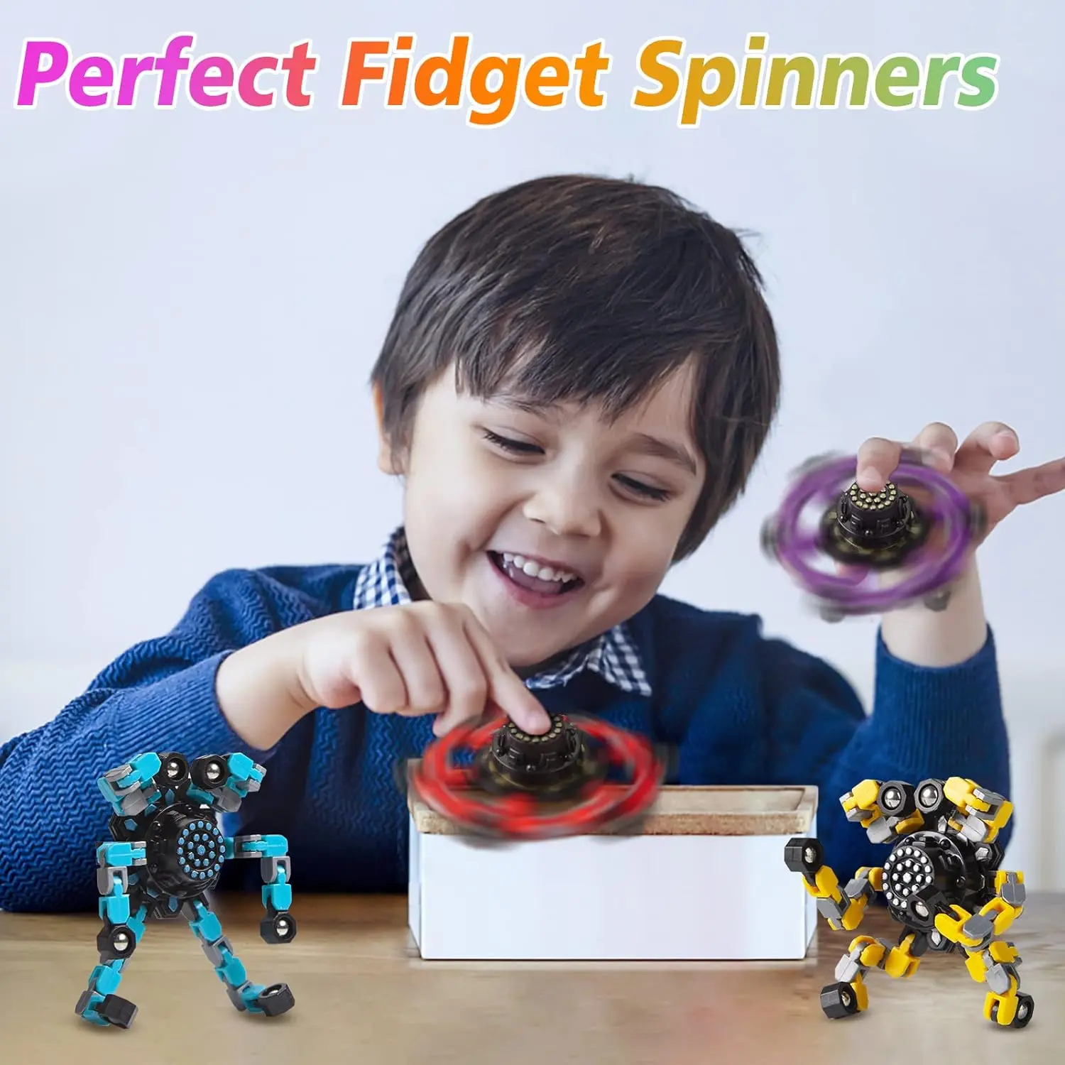 Transformable Fidget Spinners Chain Toys Stress Relief Sensory Toys Fingertip Gyros Spinner Party Favors for Kids Adults