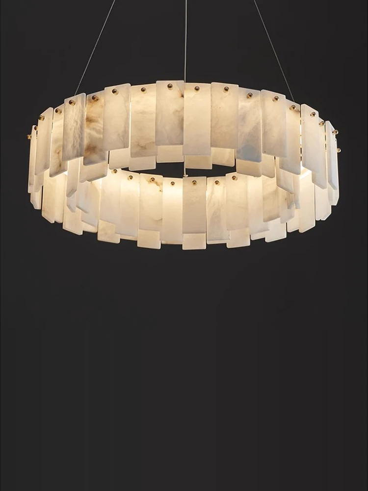 Imagem -02 - Dimmable Led Marble Series Chandelier Iluminação Lustre Suspensão Luminária Lâmpadas Suspensas para Sala de Estar Camadas 2024