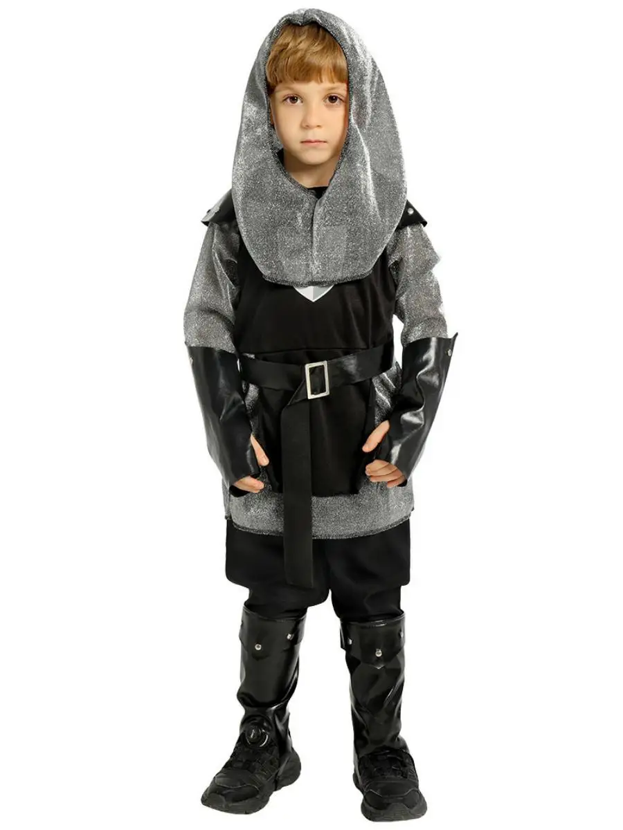 Mittelalterliches Halloween-Kostüm für Kinder, Ritter, Rollenspiel, Cosplay, Festival, Performance-Outfit, Polyester-T-Shirt aus Acetatfaser