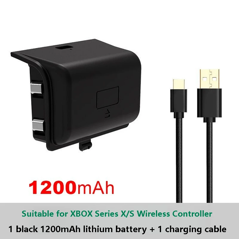 ยี่ห้อใหม่คุณภาพสูง 1200mAh แบตเตอรี่แบบชาร์จไฟได้ + สายชาร์จสำหรับเอกซ์บอกซ์ซีรีส์ S X คอนโทรลเลอร์เกมแพด