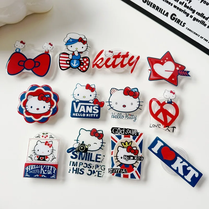 

5pcs Hello Kitty Mobile Phone Holder Stand Cute Cartoon Retro Folding Lazy Artifact Desktop Decoration Student Gift Wholesale