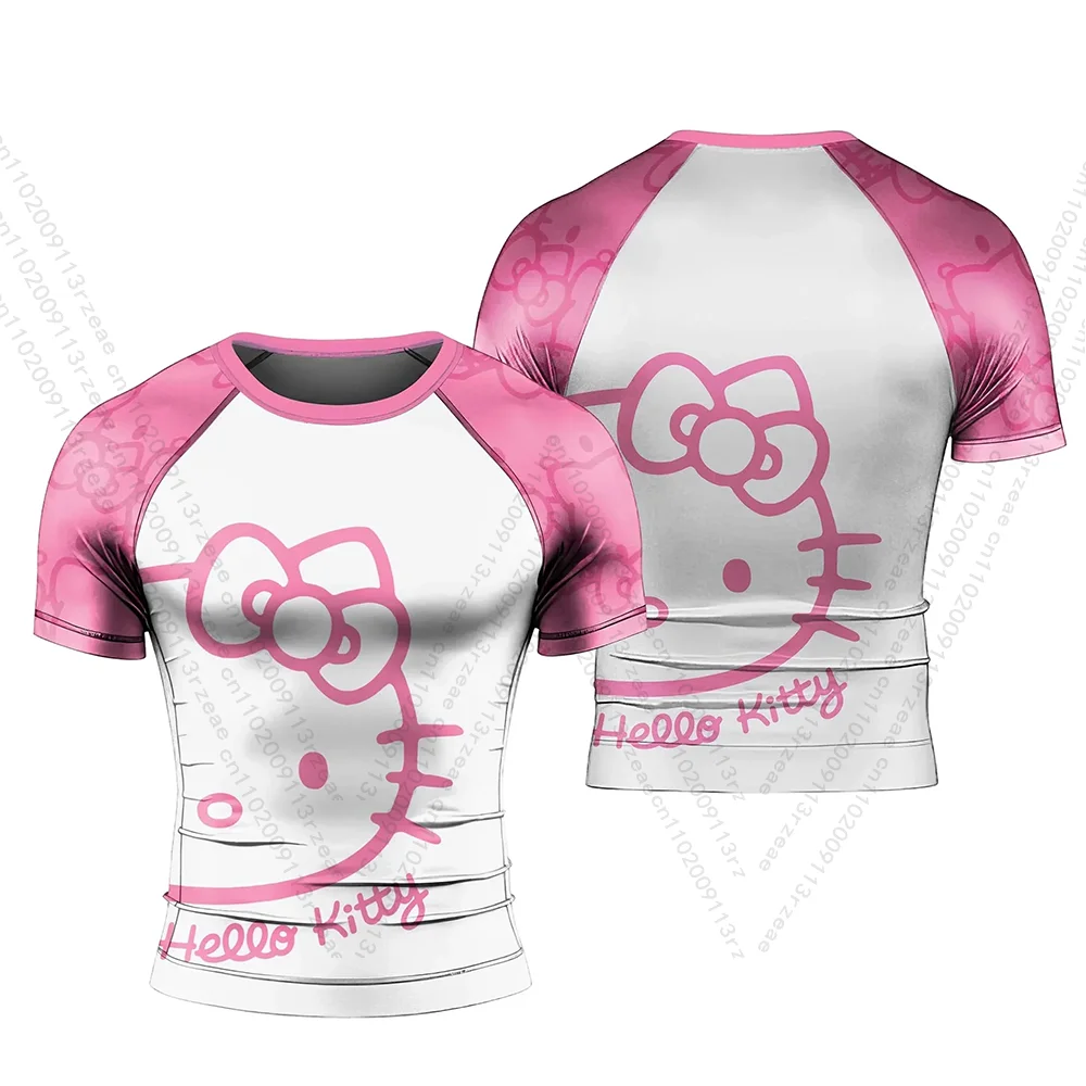 مينيسو مرحبا كيتي الكرتون الاطفال تي شيرت Jujitsu تجريب طباعة الصالة الرياضية تي شيرت موضة تنفس التدريب الرياضي الجري ملابس رياضية #5