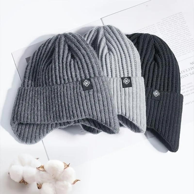 Outdoor Winter Knitted Hat for Men and Women Plush Warm Earmuffs Casual Fashion Ski Hat Bicycle Ear Protection Hat