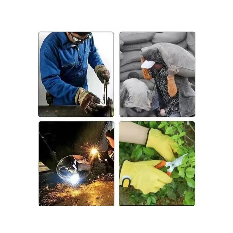 

Leather High Temperature Heat Insulated Work Gloves Safety Protective For Welding Gardening Construction Industrial Labor Protection Use