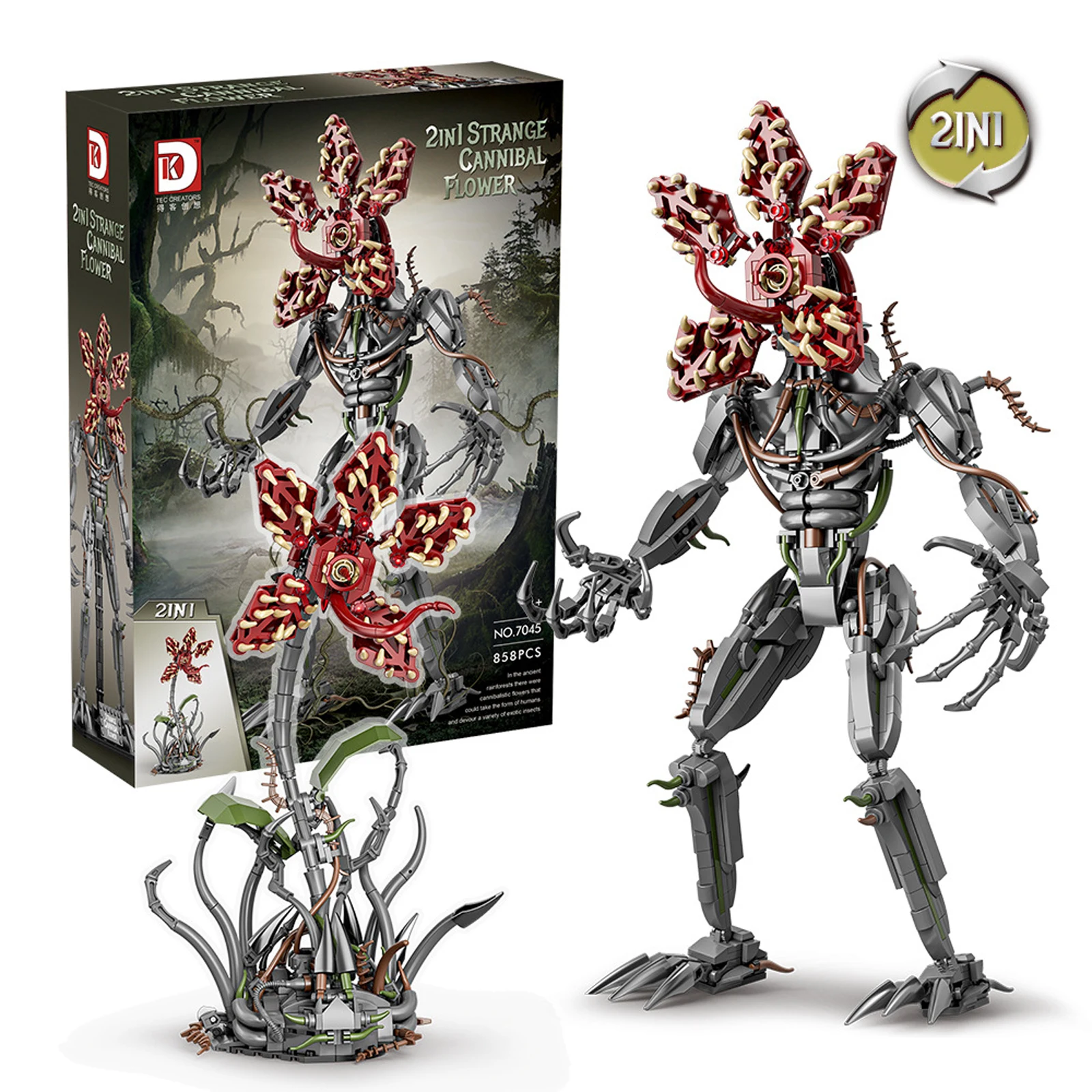 

MOC Monster Carnivorous Plant DIY Строительные кирпичи со светодиодной подсветкой, STEM Развивающая сборная игрушка для детей Креативный подарок на день рождения