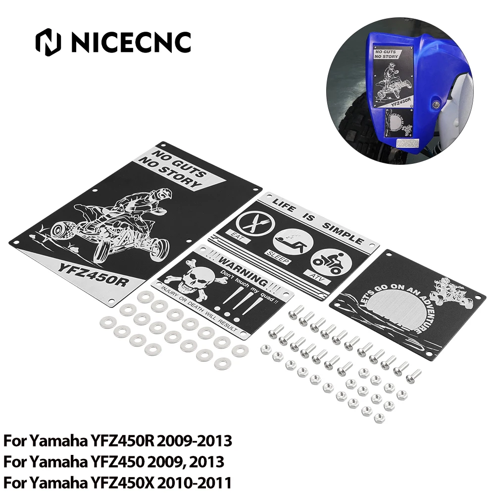 

NICECNC ATV Fender Warning Tags for Yamaha YFZ450R 2009-2013 YFZ450 2009 2013 YFZ450X 2010-2011 Billet Aluminum Accessories