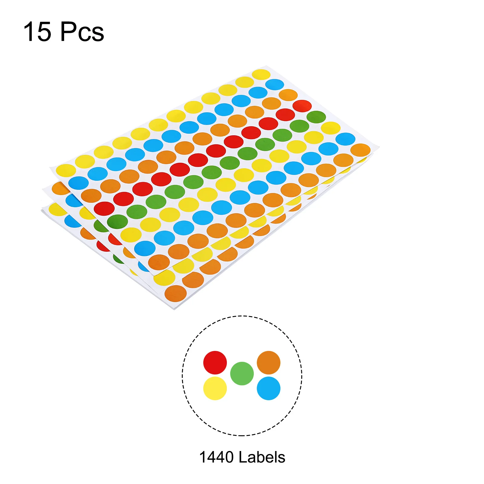 15mm Color Coded Sticker 1440 Round Dots Sticker Label 10 Colors for Inventory Organize File Classification Stationer Stickers