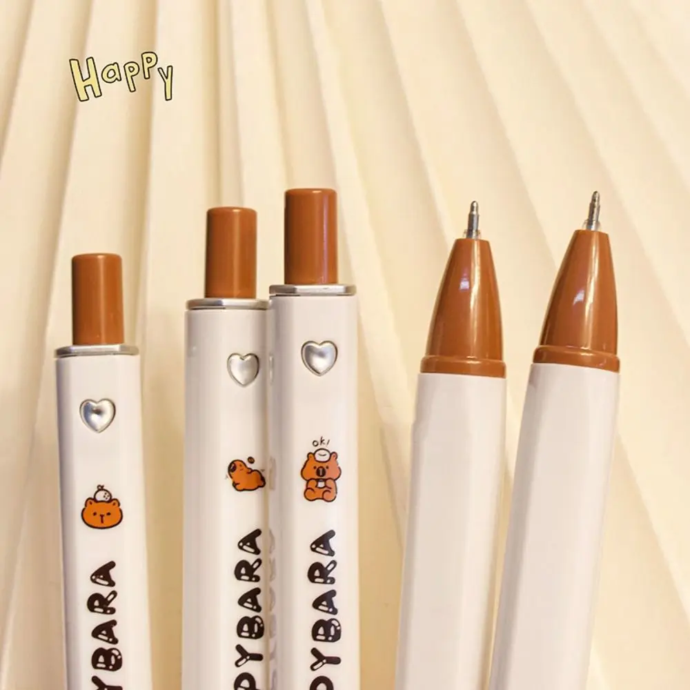 6PCS Aesthetic Capybara Panda Gel Pen Black Ink Good Looking 0.5mm Square Gel Pen Writing Signature Pressing Neutral Pen