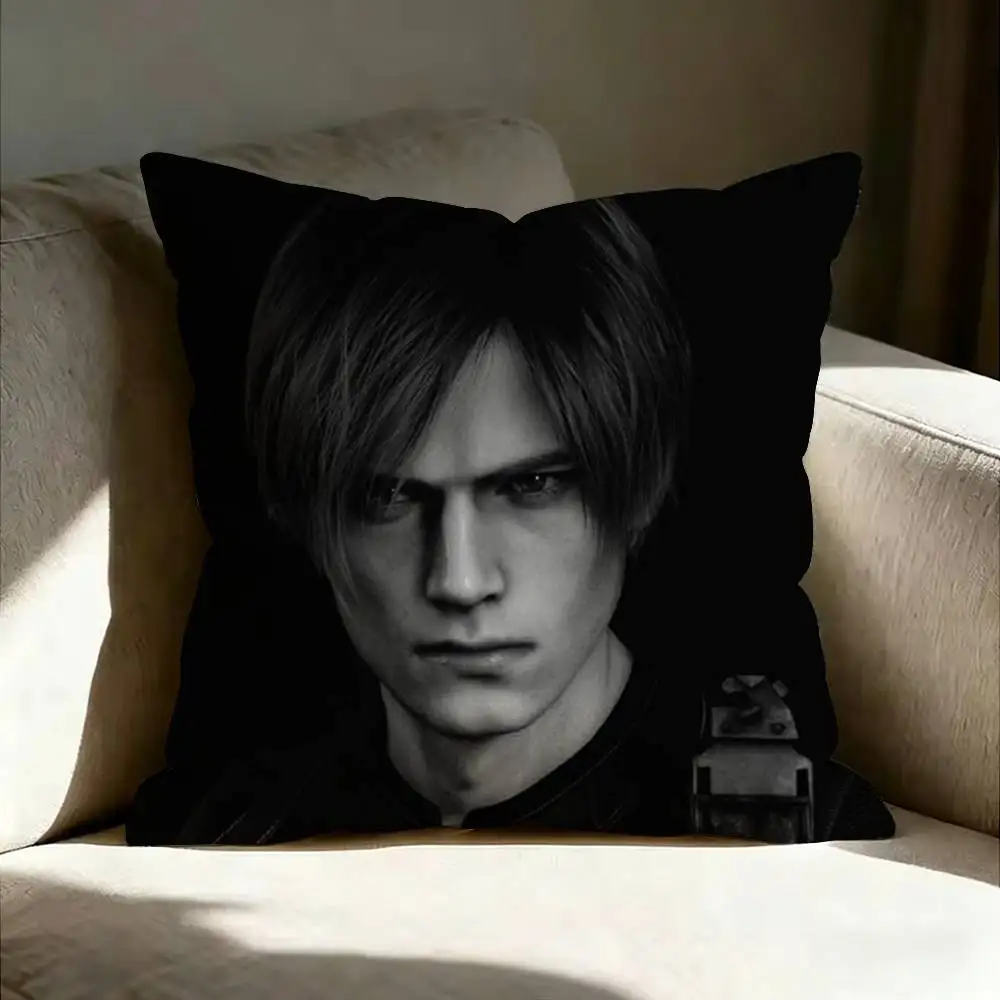 R-Resident E-Evil L-Leon Kennedys Various Sizes Square Pillow Case For Car Home Bedchamber Decor