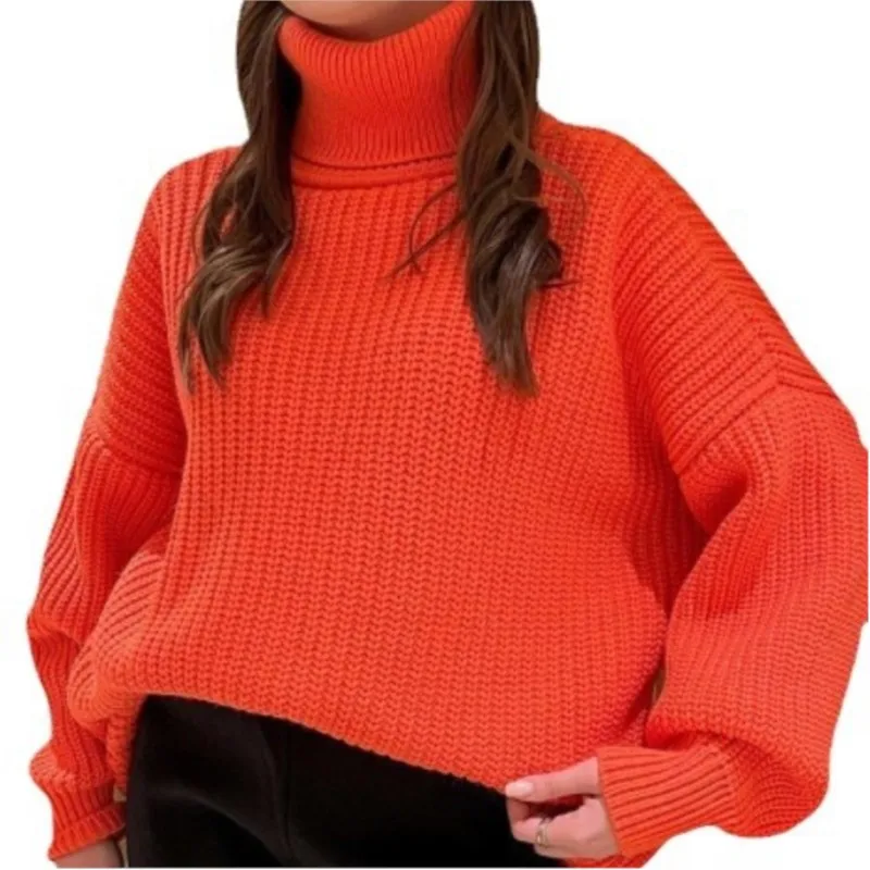 Autumn Winter Women\'s Warm Turtlenecks Sweater Casual solid Long Sleeve Loose Fall Lady Sweaters Knitted Pullover Femme Tops