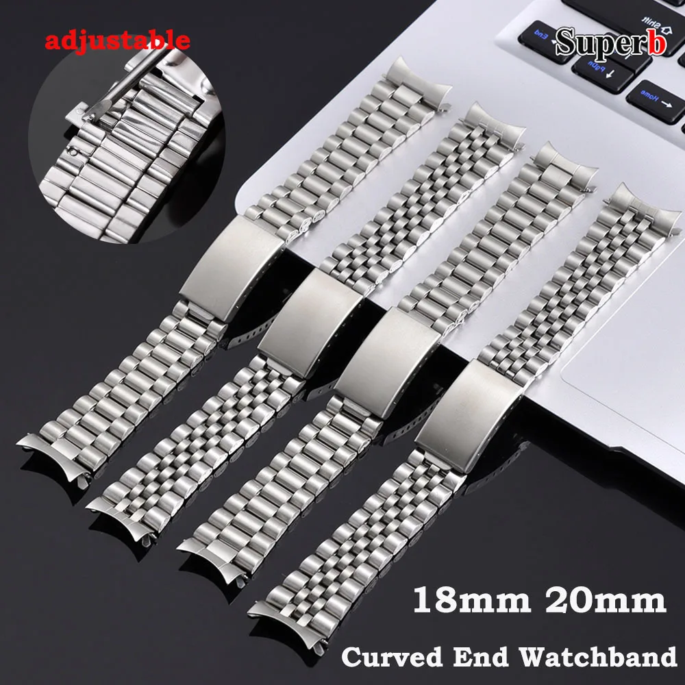 

18mm20mm Solid Stainless Steel Strap Curved End Metal Watch Bands Sport Wristbelt Business Men Women Bracelet for Rolex Datejust